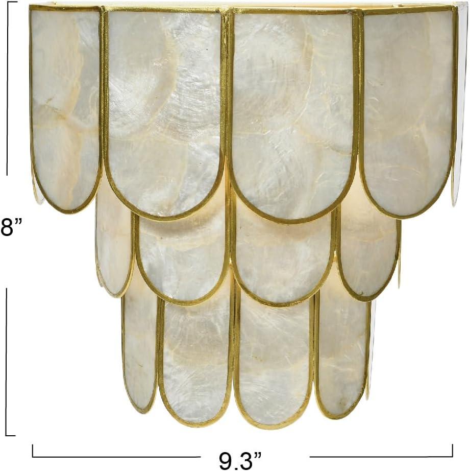 Storied Home 4-Tier Capiz and Metal Wall Sconce: ETL & UL Listed, 1-Way On Off, No Battery Required