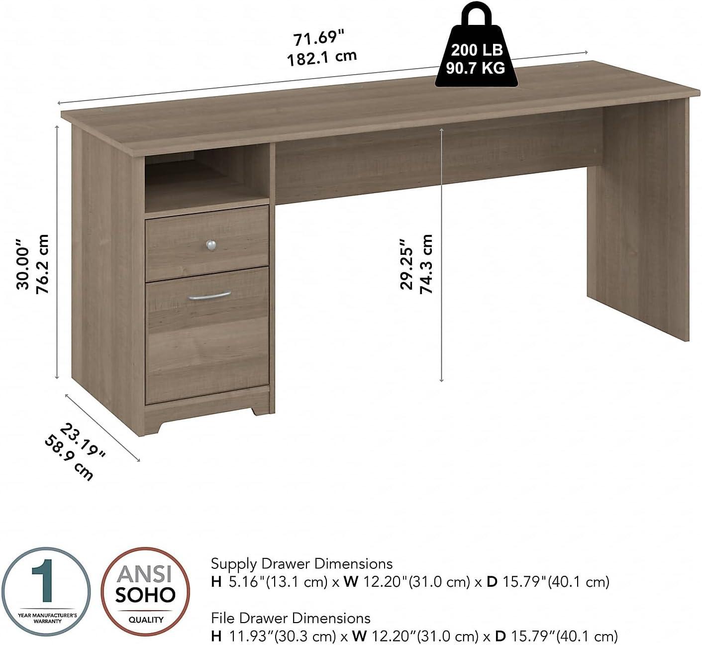 Bush Furniture Cabot 72" Computer Desk with Storage, Harvest Cherry