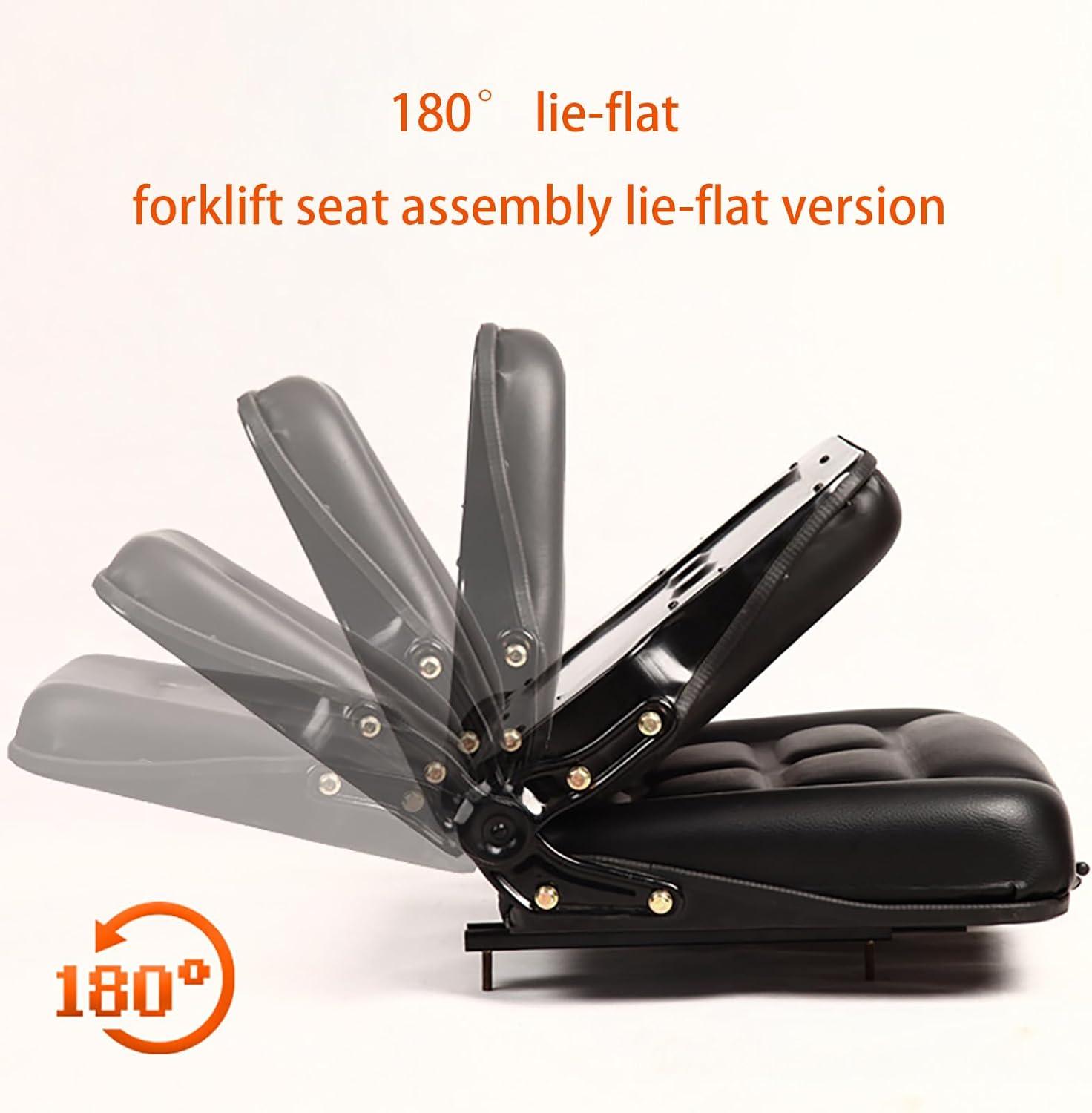 Black Adjustable PVC Forklift and Tractor Seat with Armrests
