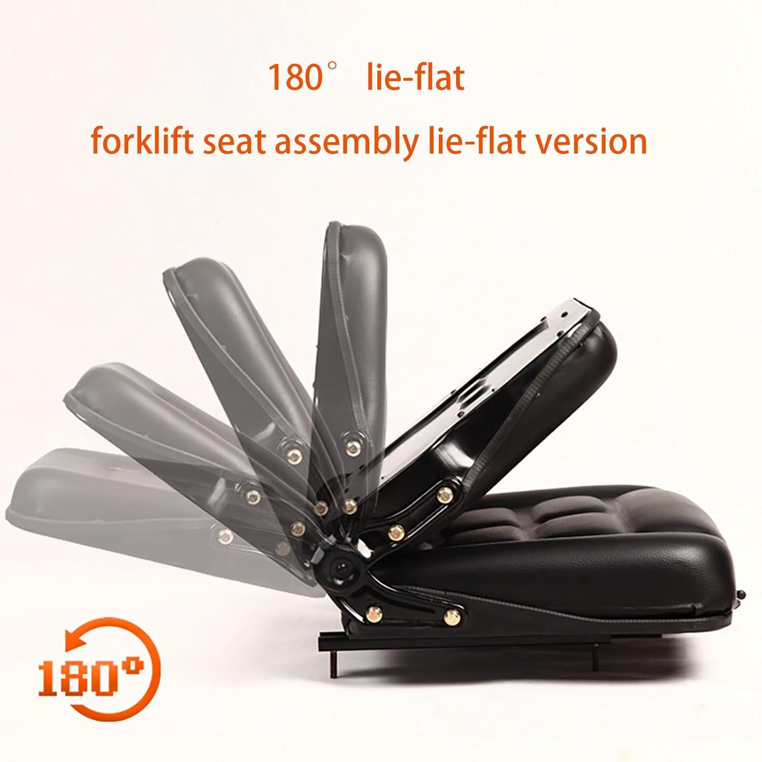 Black Adjustable PVC Forklift and Tractor Seat with Armrests