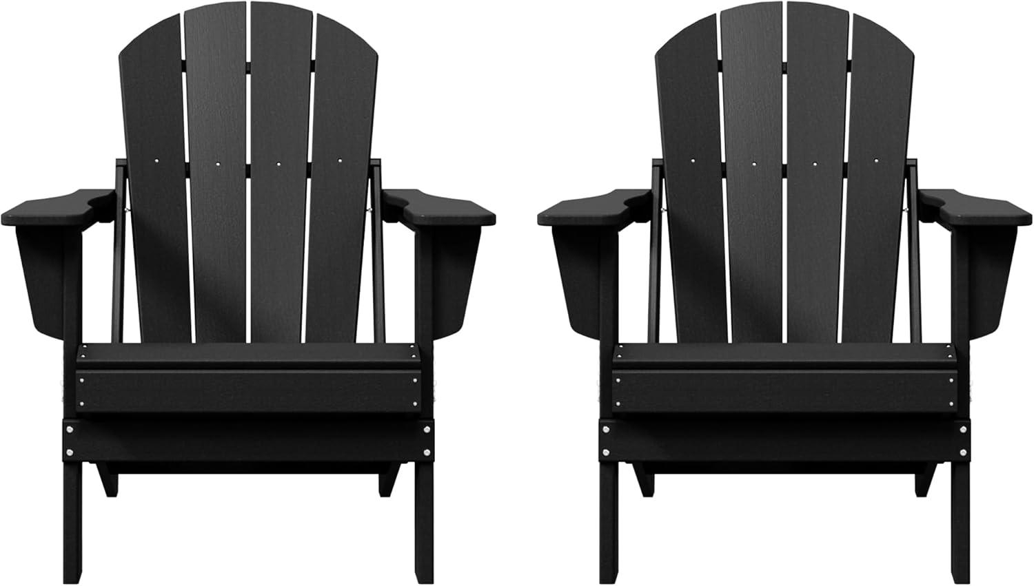 Westin Outdoor Braxton Folding Plastic Adirondack Chair - Black (Set of 2)