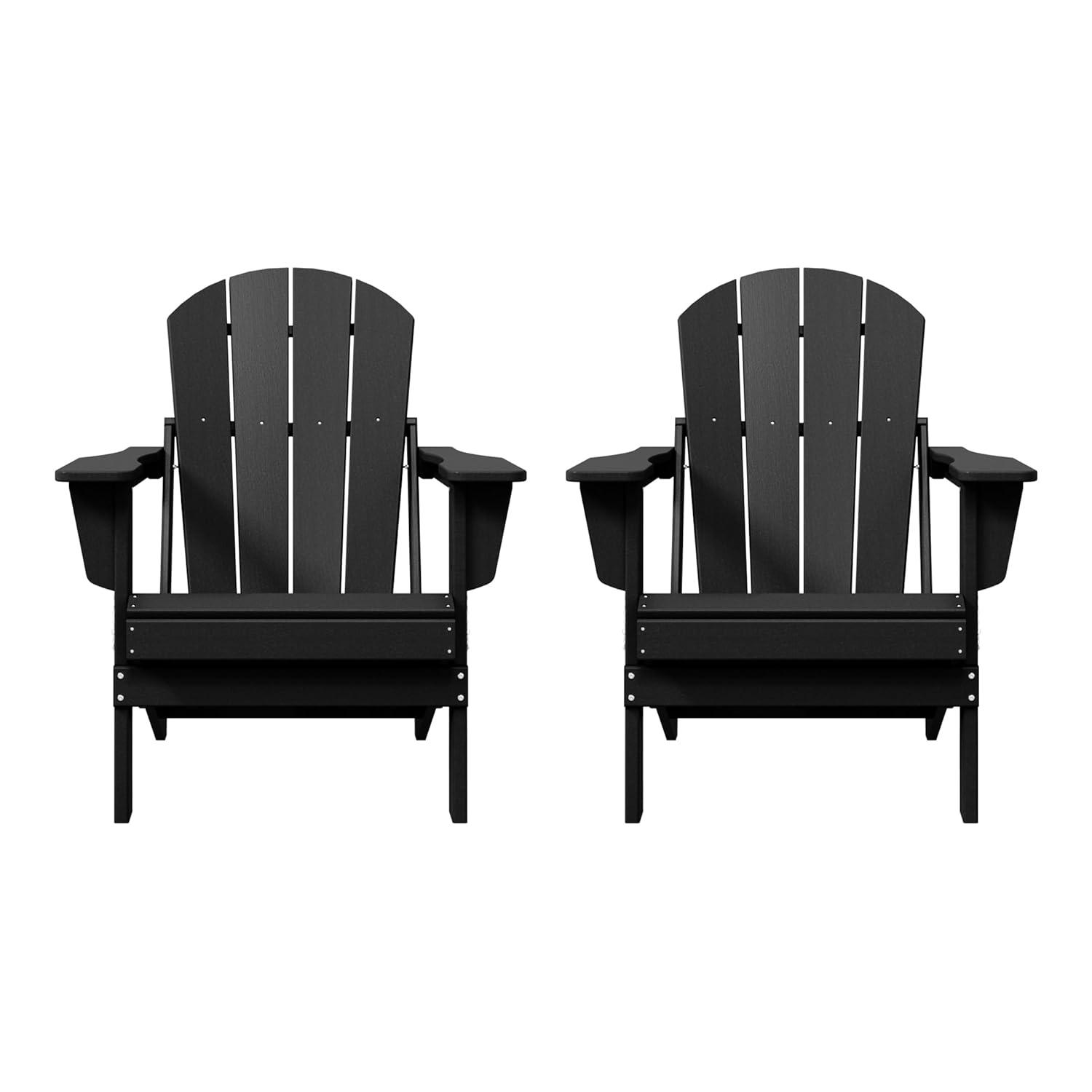 Westin Outdoor Braxton Folding Plastic Adirondack Chair - Black (Set of 2)