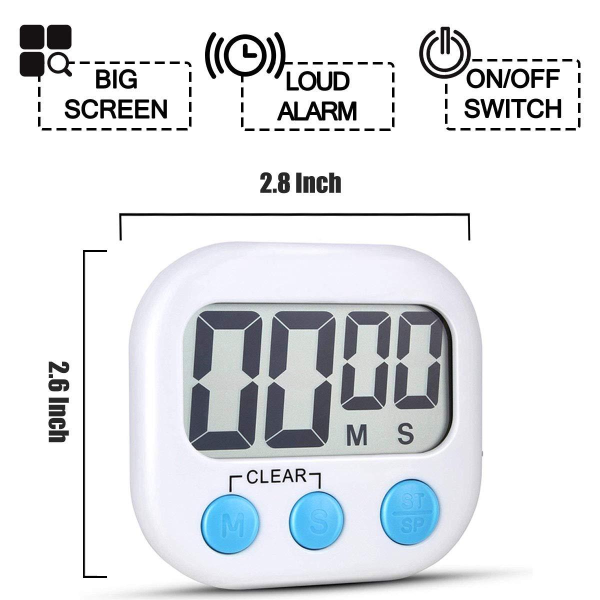 2 Count Kitchen Timer Task Small Digital with Magnetic Back and On/off Switch