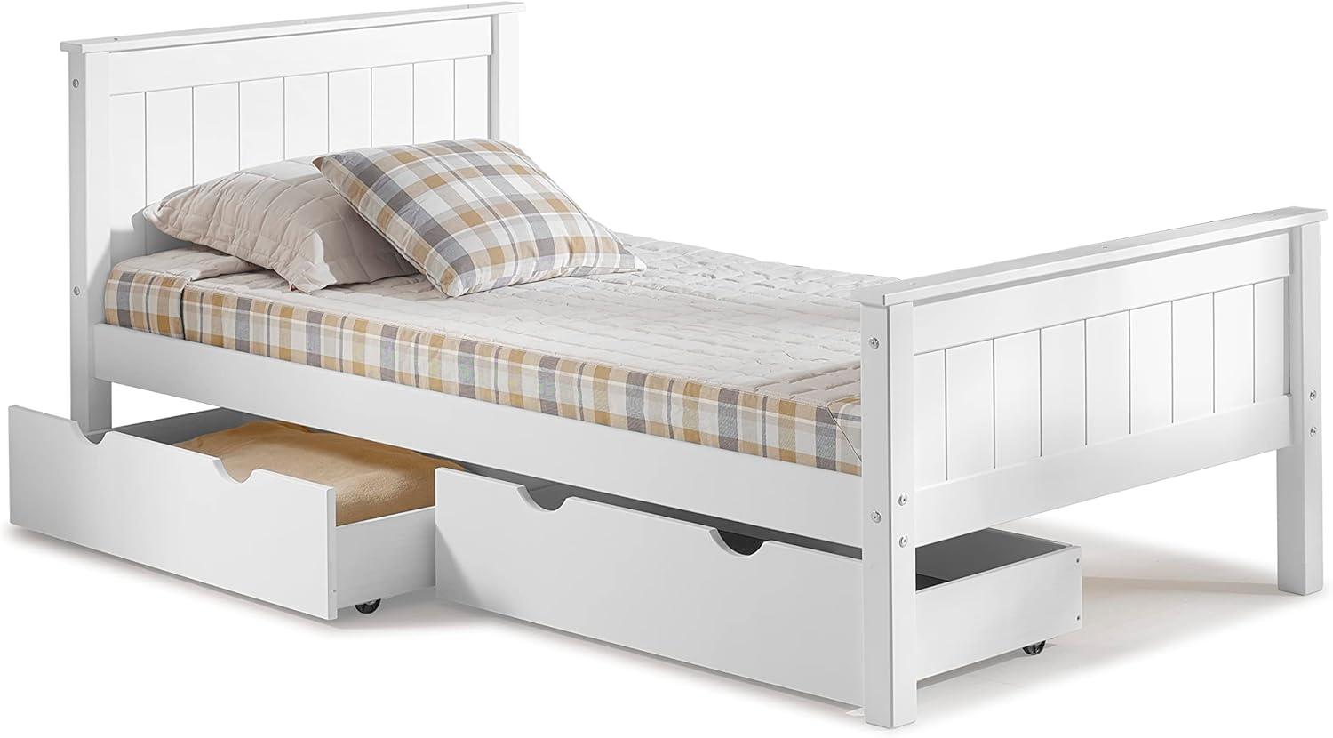 Alaterre Harmony Twin Bed with Storage Drawers, White