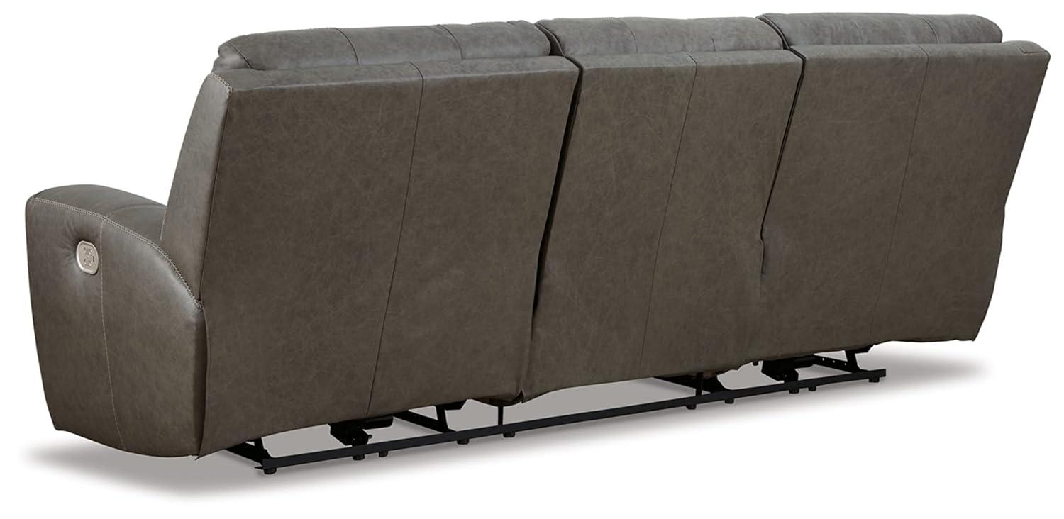 Roman 102'' Smoke Gray Faux Leather Power Reclining Sofa