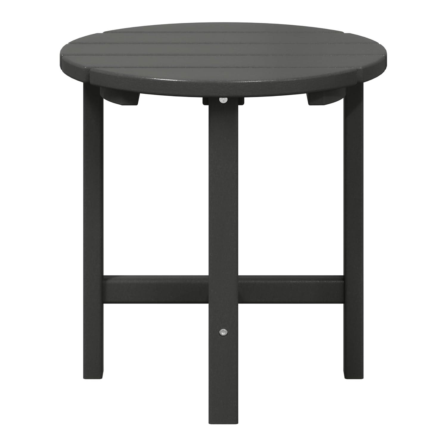 WestinTrends All-Weather Outdoor Patio Round Poly Adirondack Side Table, Gray