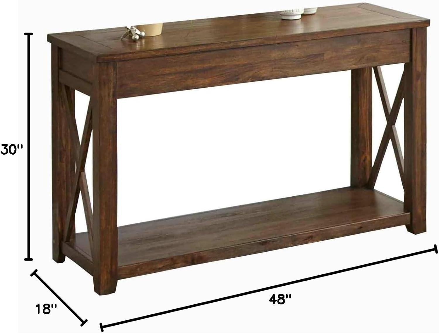 Steve Silver Rustic Lenka Sofa Table Mocha Finish: Hardwood Frame, Acacia Veneer, Entryway Console