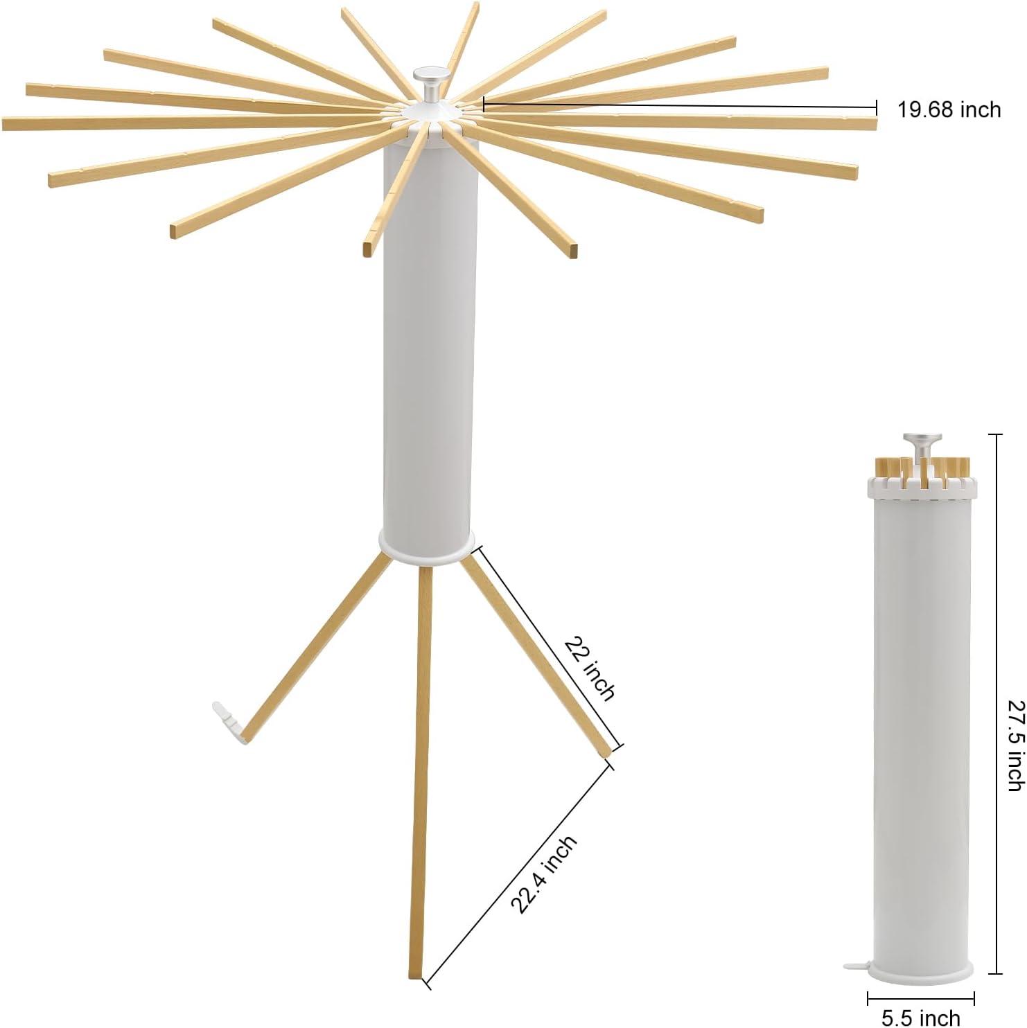 White and Natural Wood Foldable Tripod Clothes Drying Rack