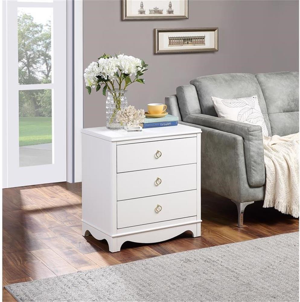 Comfort Pointe Laurel White Wood Finished 3-Drawer Farmhouse Nightstand