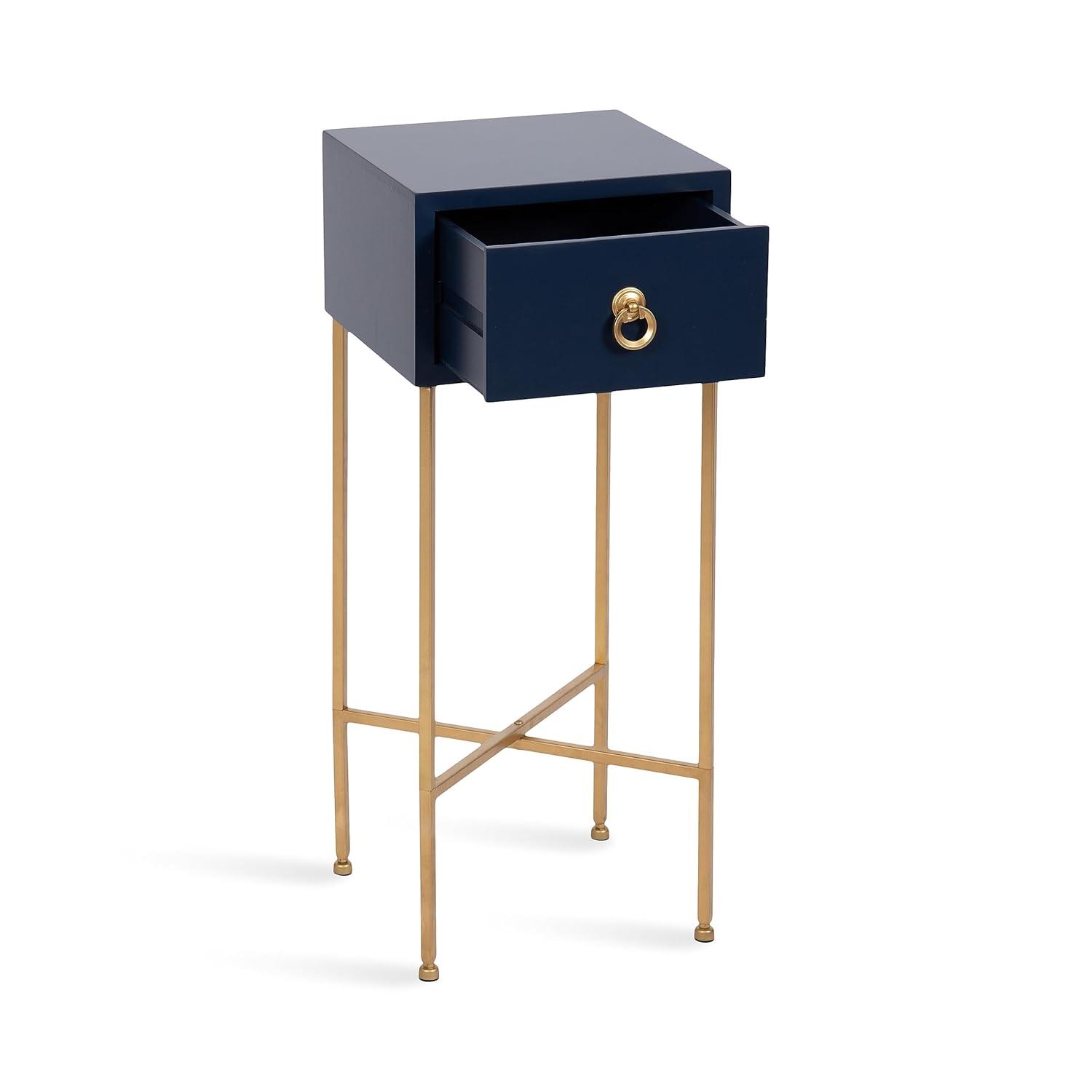 Kate and Laurel Decklyn Square MDF Tea Table, 11.75x11.75x30, Navy Blue