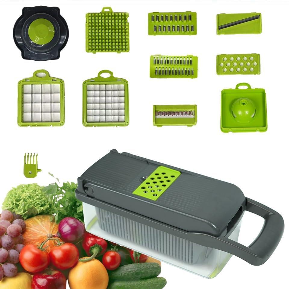 Vegetable Chopper,Pro Onion Chopper,14 in1 Multifunctional Food Chopper,Kitchen Veggie Chopper with 8 Blades,Vegetable Chopper With Container ,Vegetable Slicer Dicer Cutter,Salad,Garlic Chopper