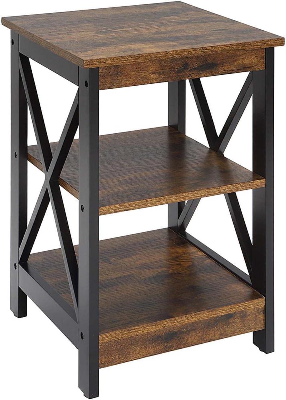 Covenience Concepts Oxford End Table with Shelves, Barnwood/Black