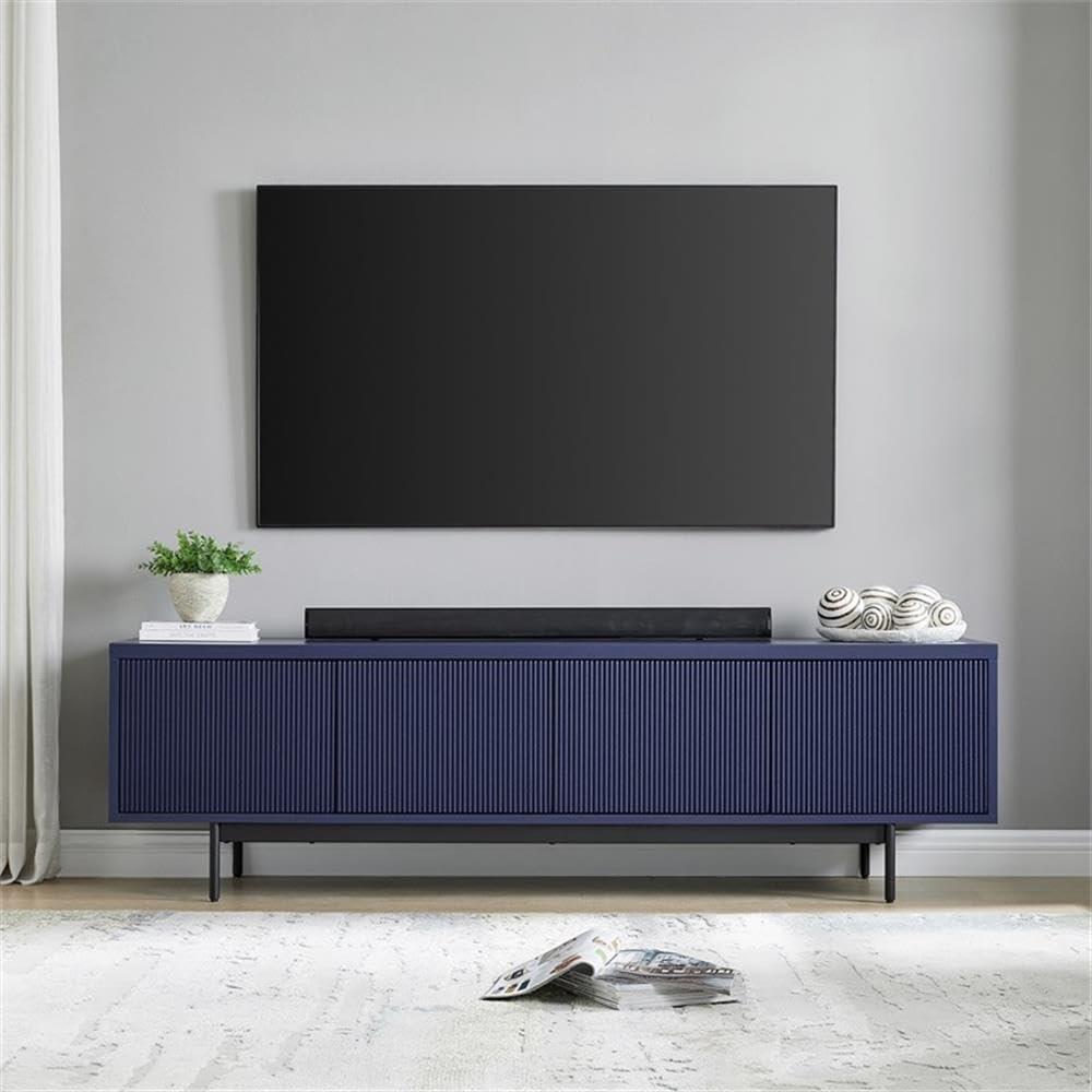 Evelyn&Zoe Whitman Rectangular TV Stand for TV's up to 75", Dark Blue