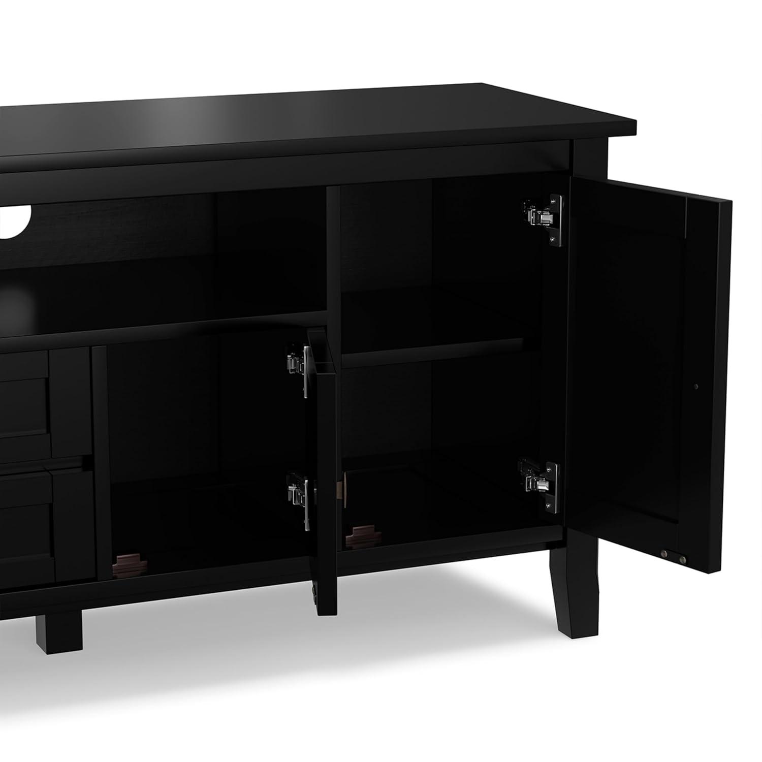 Simpli Home Warm Shaker 72"W Solid Wood TV Stand for TVs up to 80" with 4 Storage Cabinets and 2 Drawers