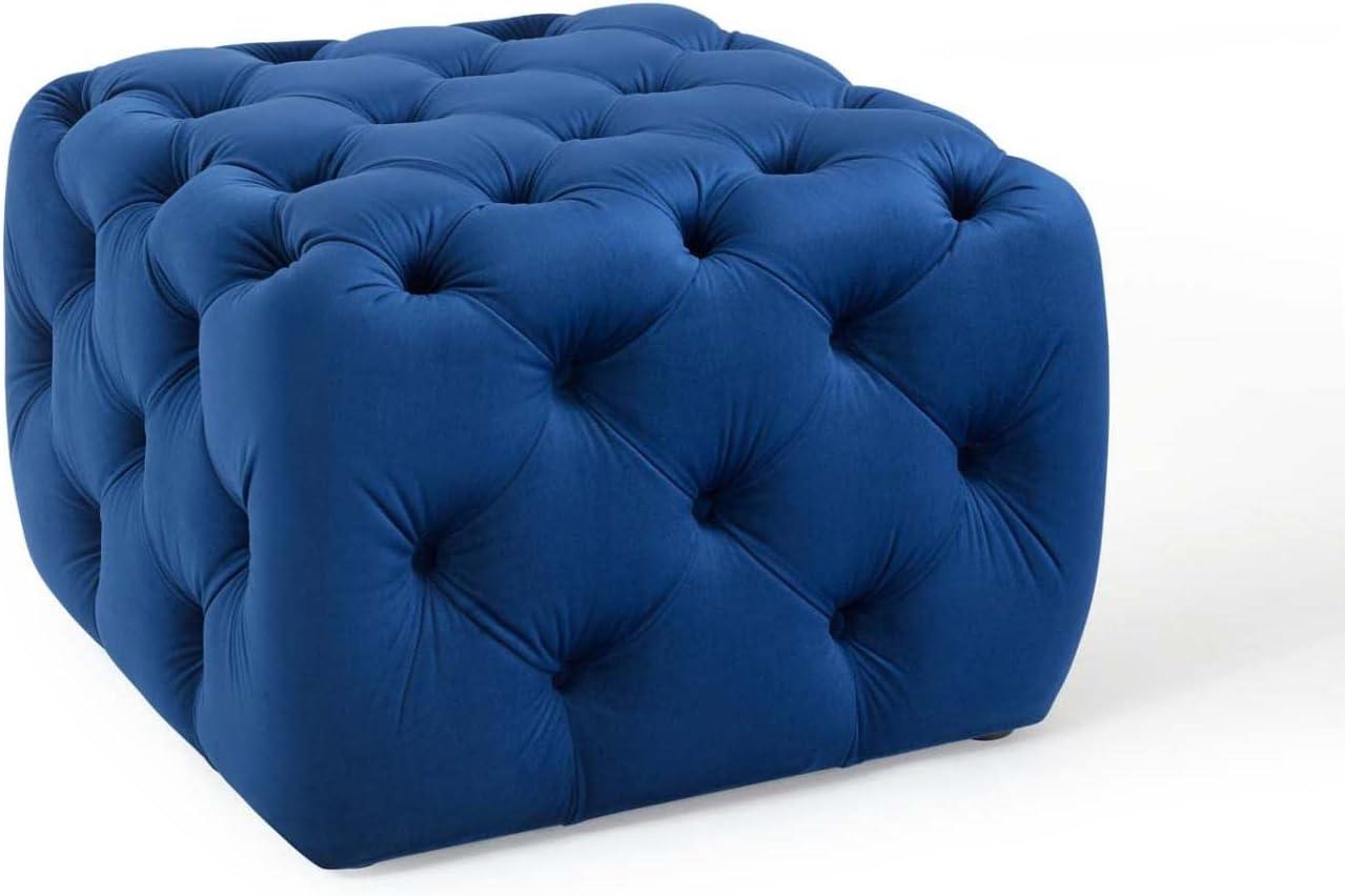 Amour Tufted Button Square Performance Velvet Ottoman - Modway