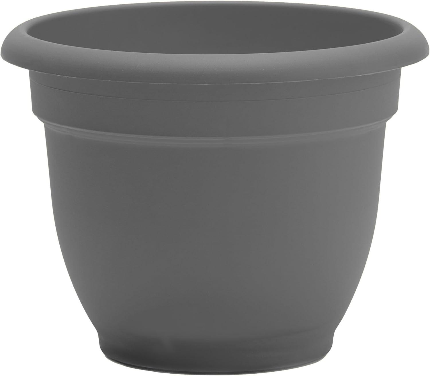 Bloem Ariana 12 in. D Polyresin Planter Charcoal