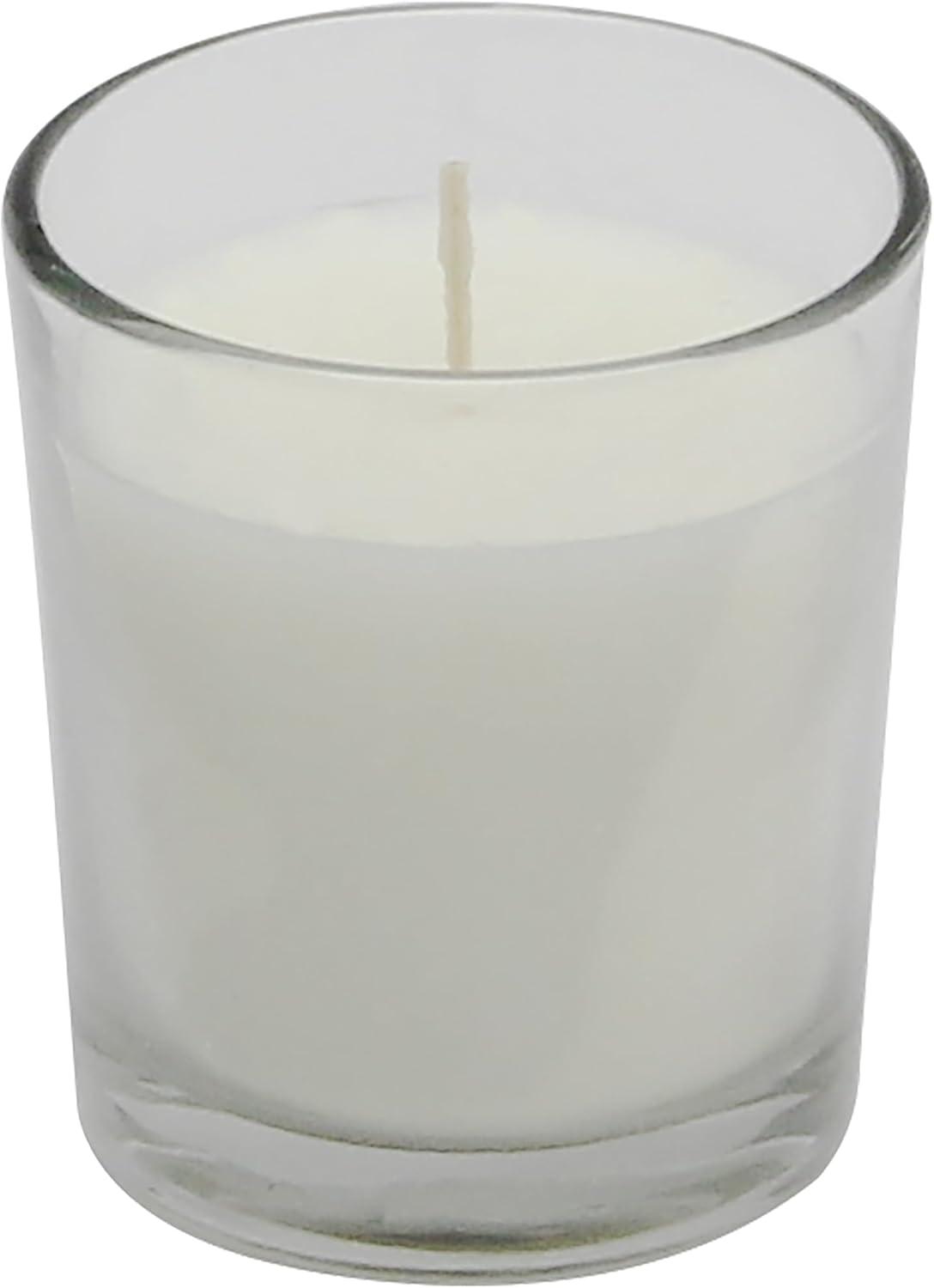 Stonebriar 12 pk Unscented Long Burning Clear Glass Wax Filled Votive Candle: Palm Wax, 15 Hour Burn Time, Set of 12