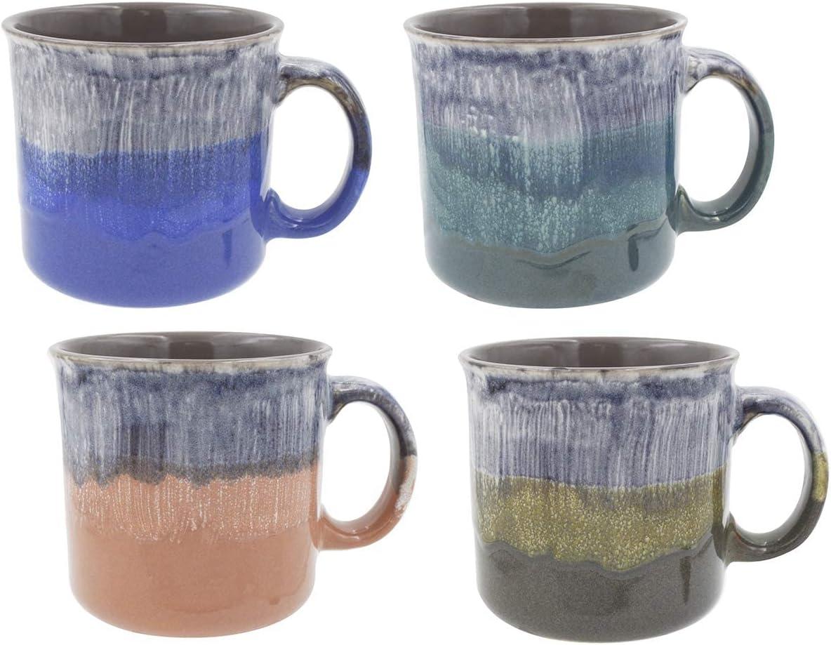 Mug Glazed Ceramic Coffee Mugs, Large Coffee Mug Set of 4 Sturdy Gorgeous Kitchen Decor 18 oz Cup Sets, Unique Modern Cafe Cups, Great Oversized Mug Gifts (Assorted Colors)