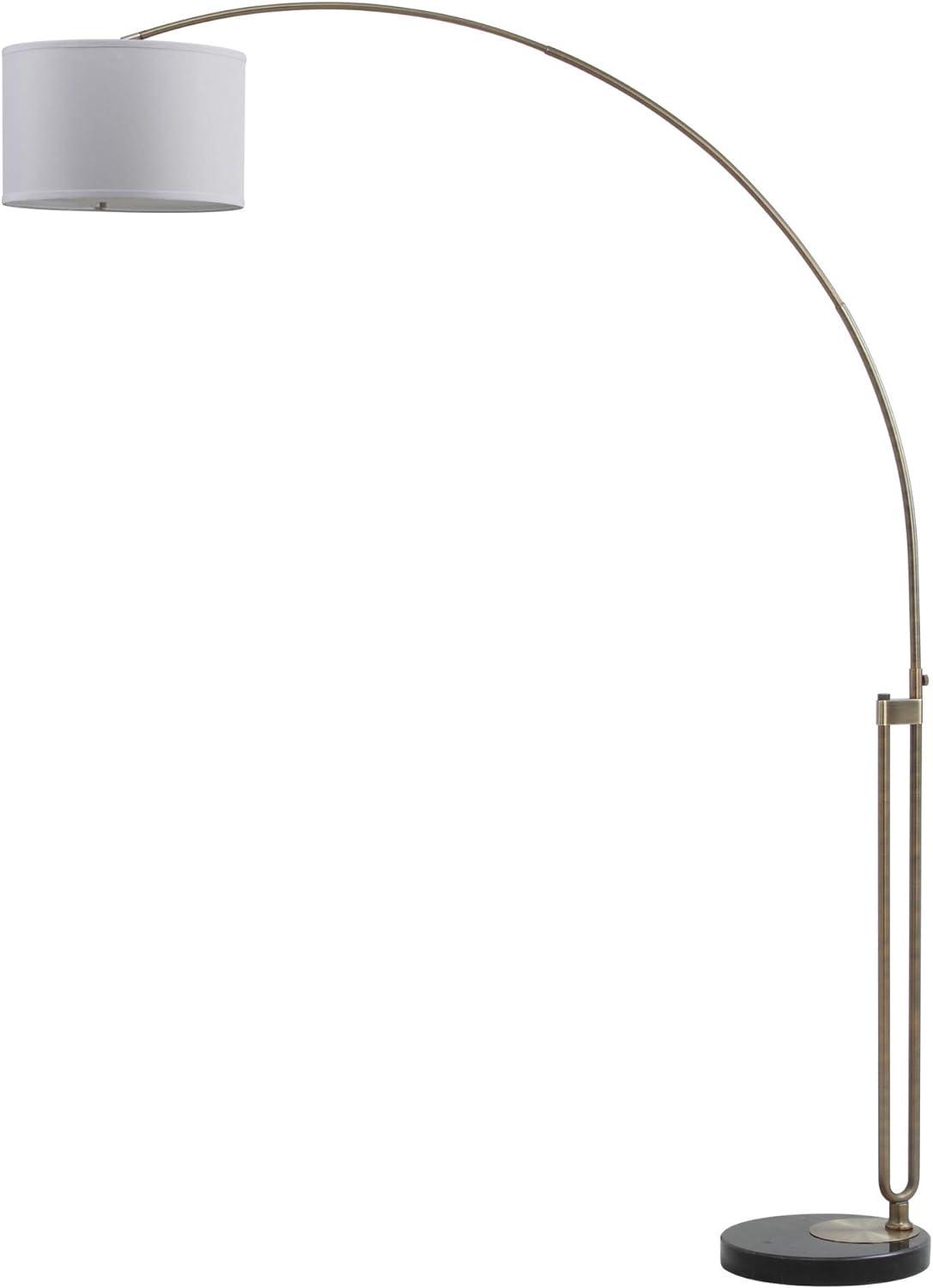 Elegant 84'' Antique Gold Arc Floor Lamp with White Cotton Shade