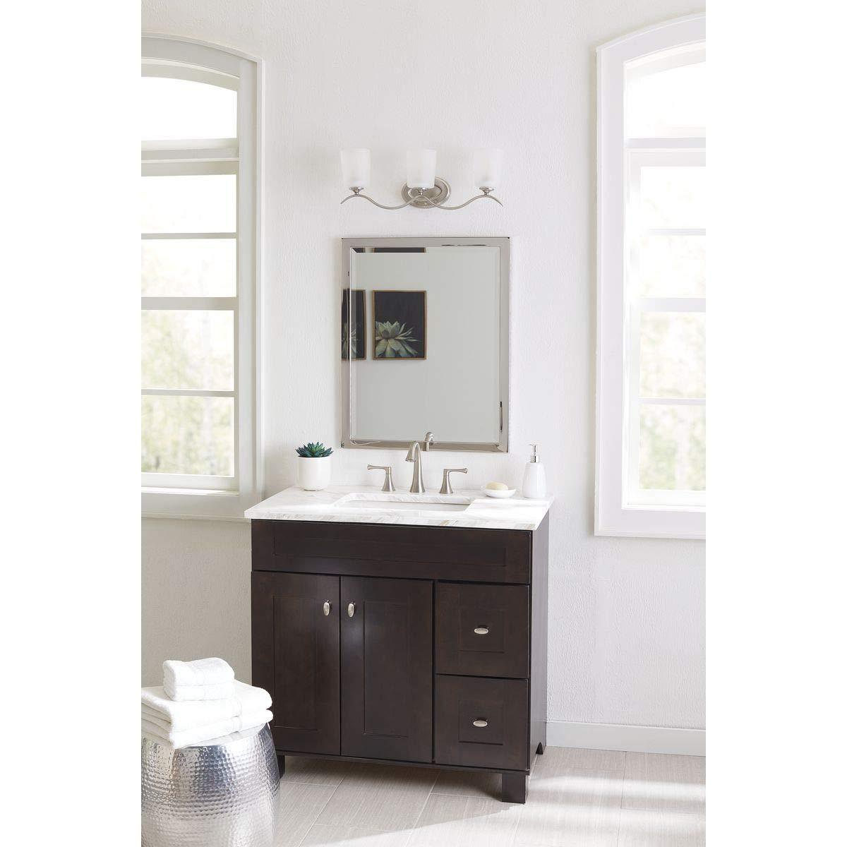 Progress Lighting Inspire 3-Light Wall Light, Brushed Nickel, Etched Glass Shade