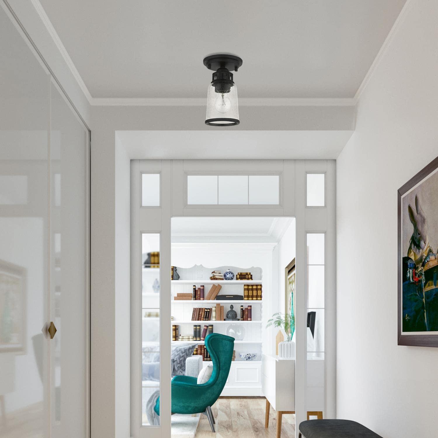 Livex Lighting Lawrenceville 1 - Light Flush Mount in  Black