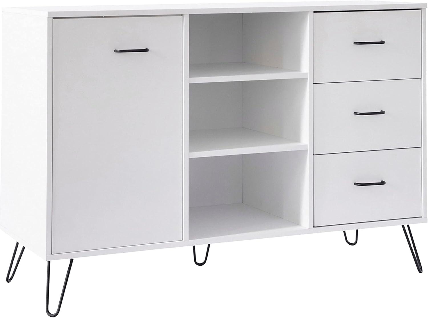 Maykoosh Mountain Majesty 49 Inch Sideboard Buffet Console Cabinet With 3 Drawers, White