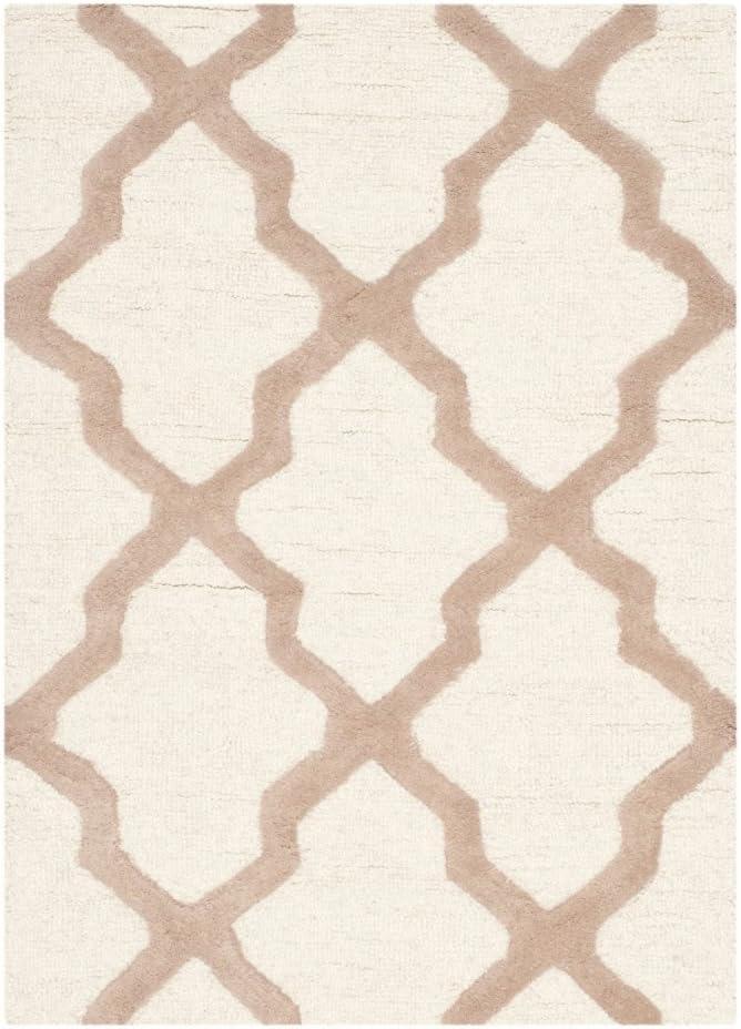 Ivory and Beige Hand-Tufted Wool 2' x 3' Rug