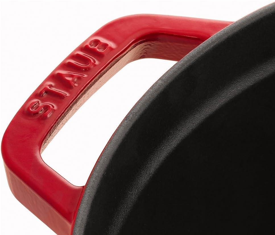 Staub Cast Iron Round Cocotte, Dutch Oven, 7-quart, serves 7-8, Made in France, Cherry