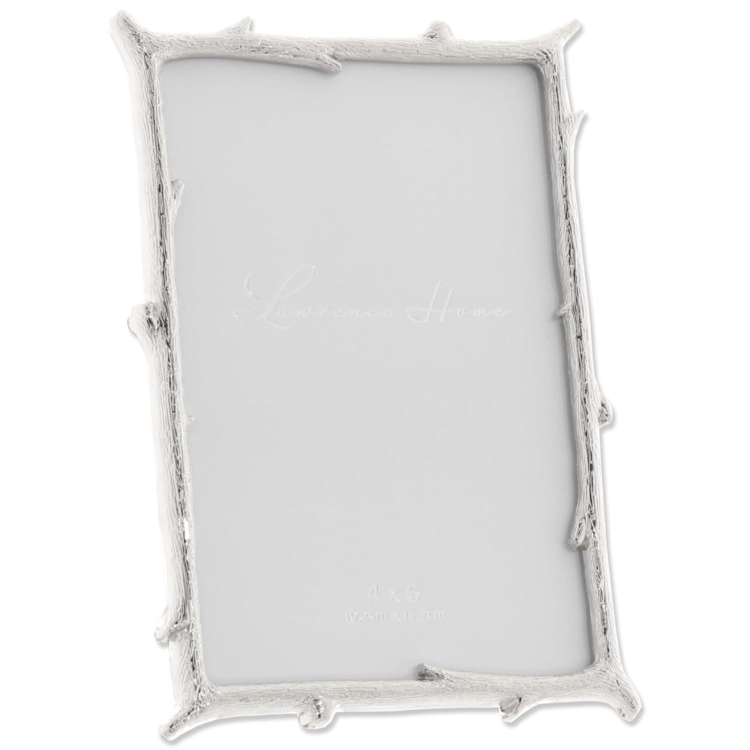 4x6 Silver Metal Picture Frame with Natural Branch Design