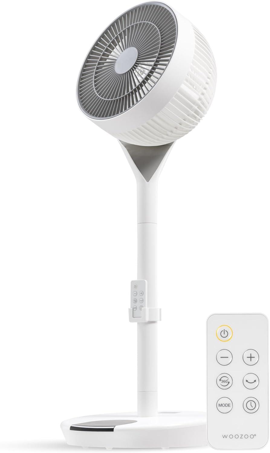 White Adjustable Height Remote Controlled Oscillating Floor Fan