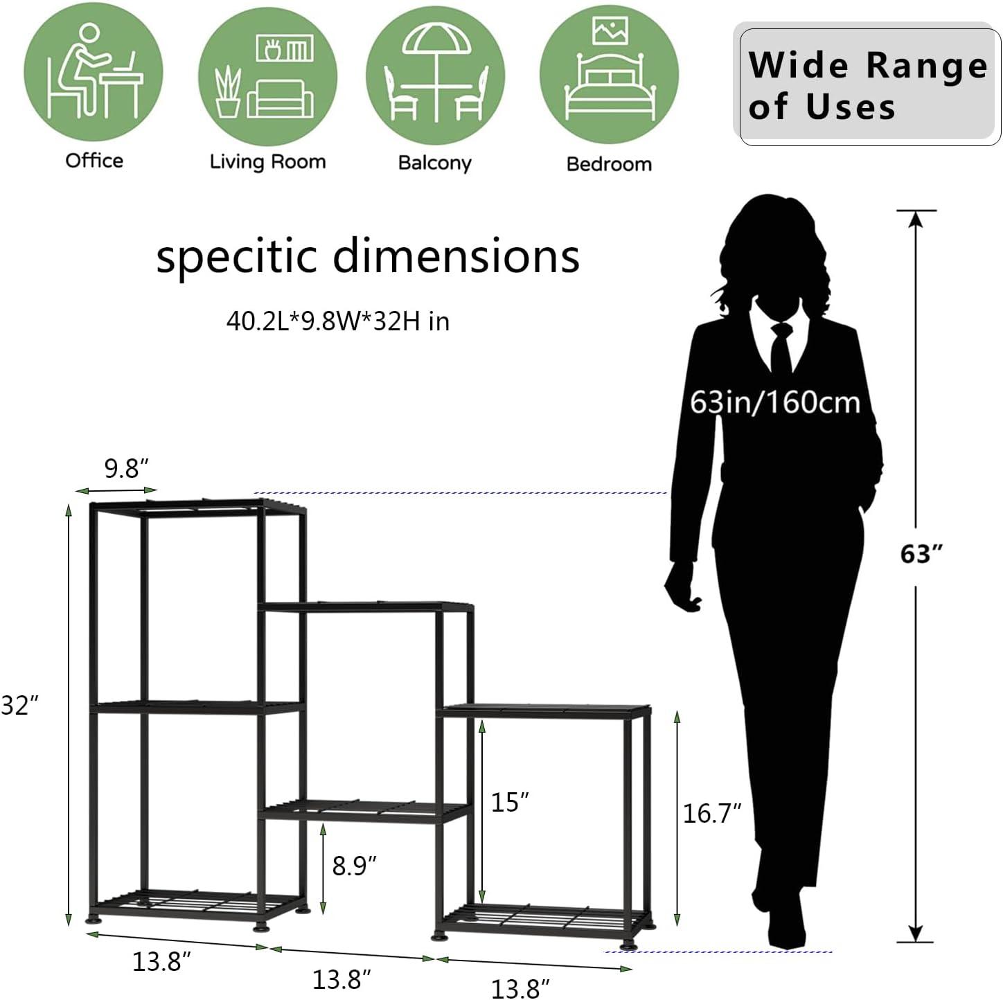 Metal Plant Stand Indoor Metal Plant Stands Outdoor Tiered Plant Shelf for Multiple Plants, 3 Tiers 7 Potted Ladder Plant Holder Table Plant Pot Stand for Window Garden Balcony Living Room