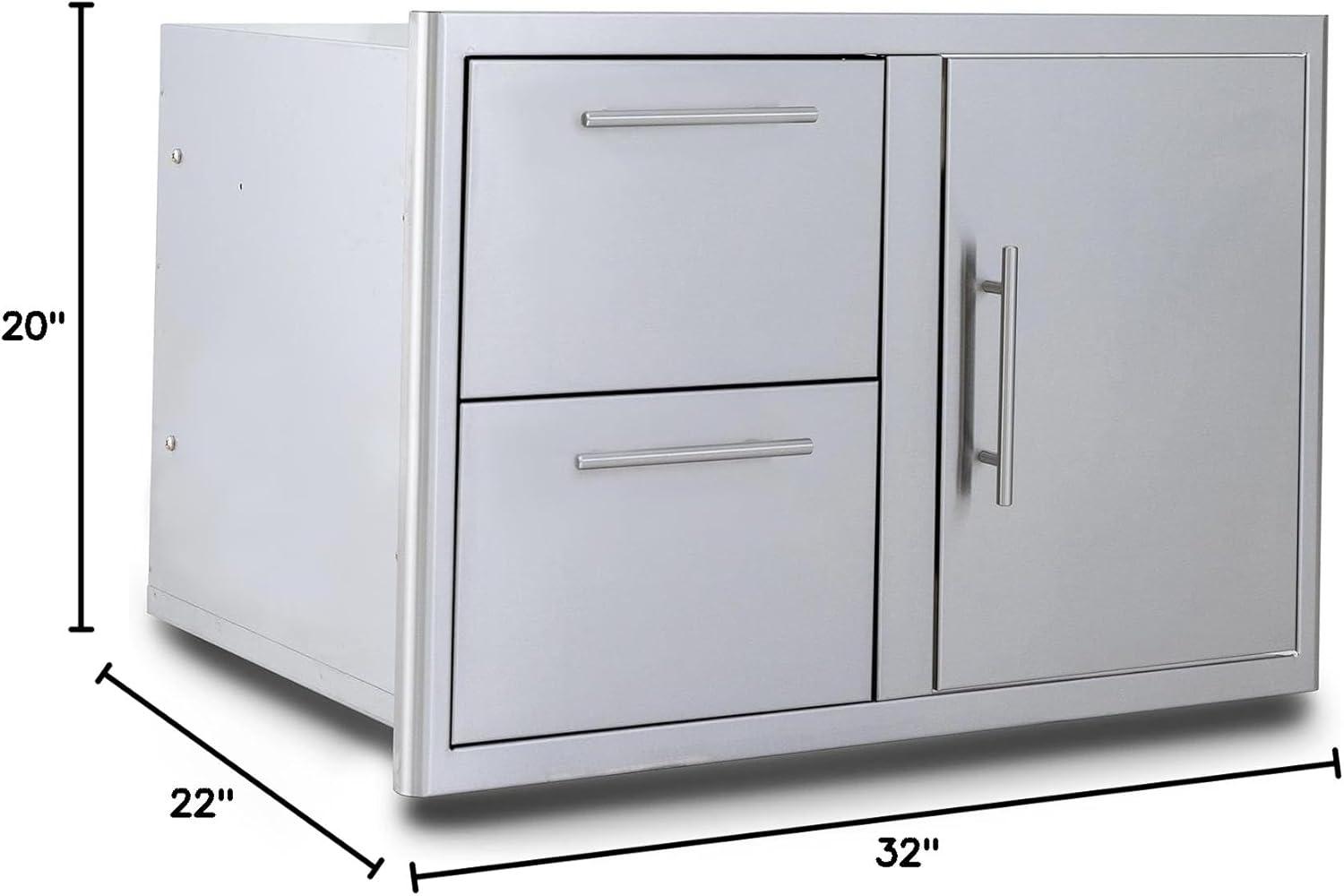 32-Inch Stainless Steel Outdoor Kitchen Access Door and Drawer Combo