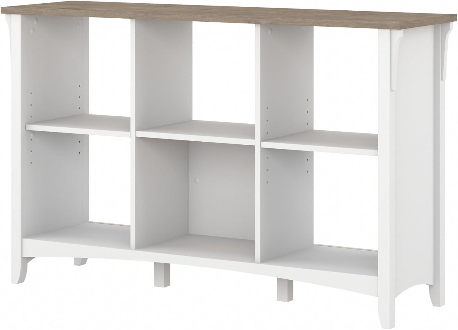 Bush Furniture Salinas 6 Cube Bookcase Organizer, Shiplap Gray & Pure White