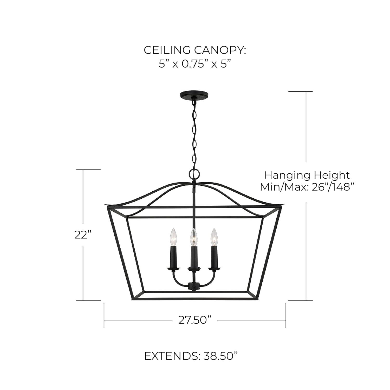 Capital Lighting Grady 4 - Light Dimmable Lantern Square / Rectangle Chandelier