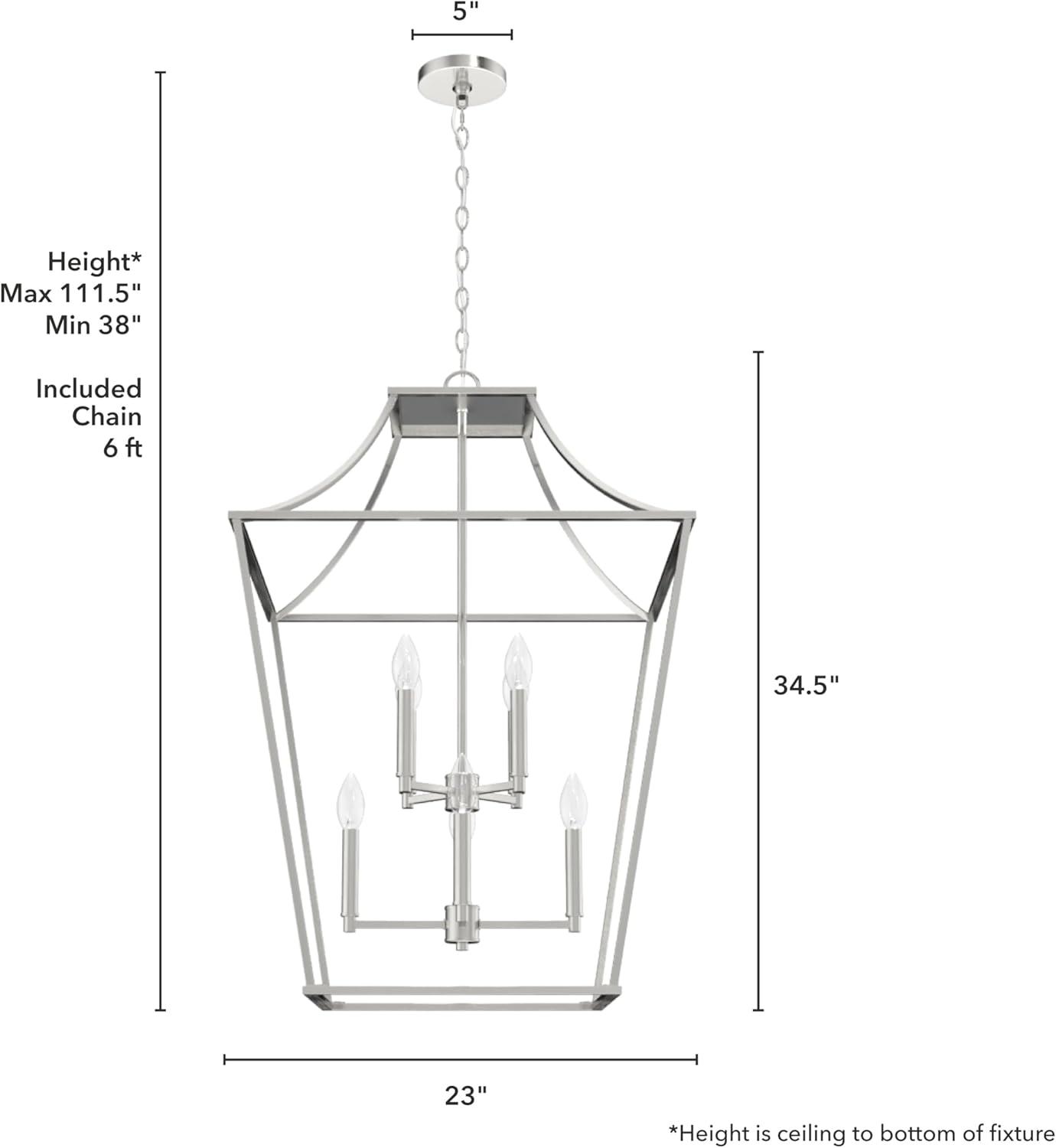 Laurel Ridge 23" Brushed Nickel Glass Lantern Pendant Light