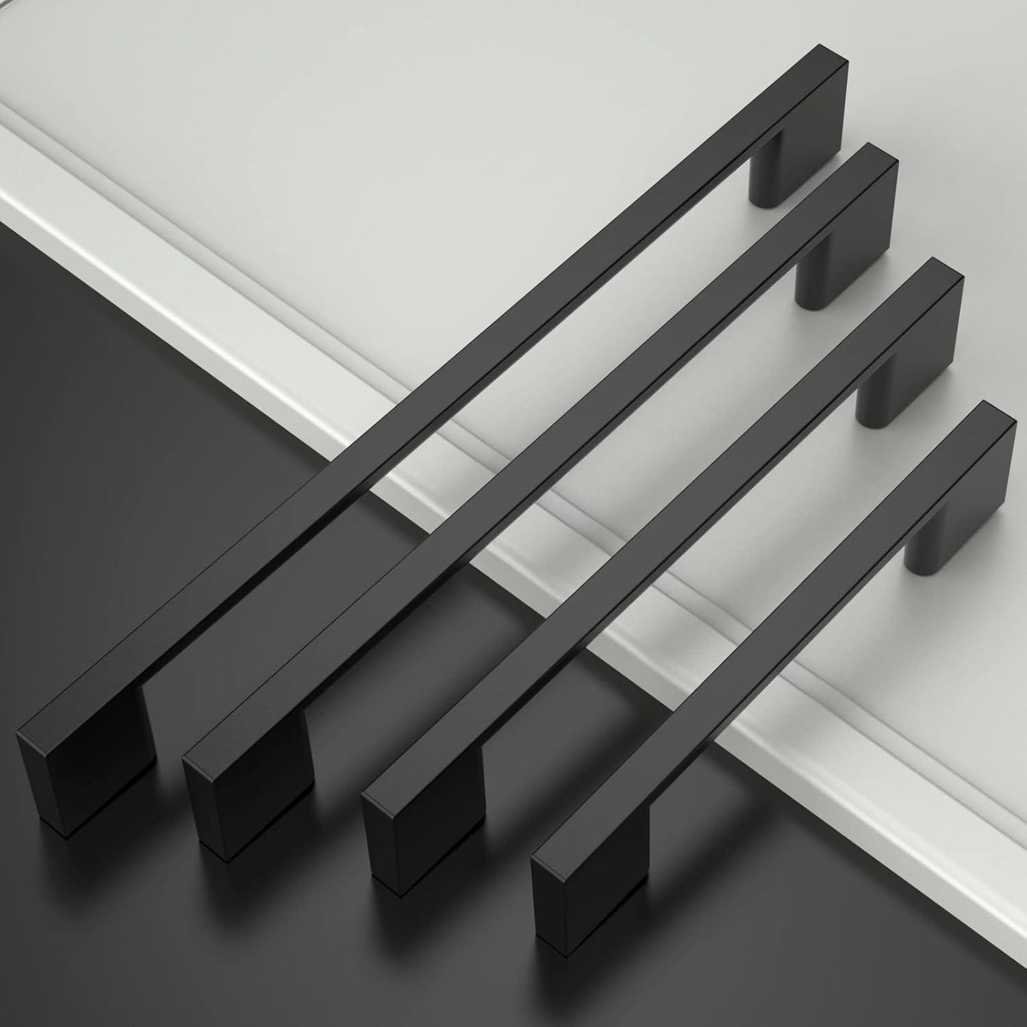 10-Inch Matte Black Modern Cabinet Bar Pulls with Mounting Hardware