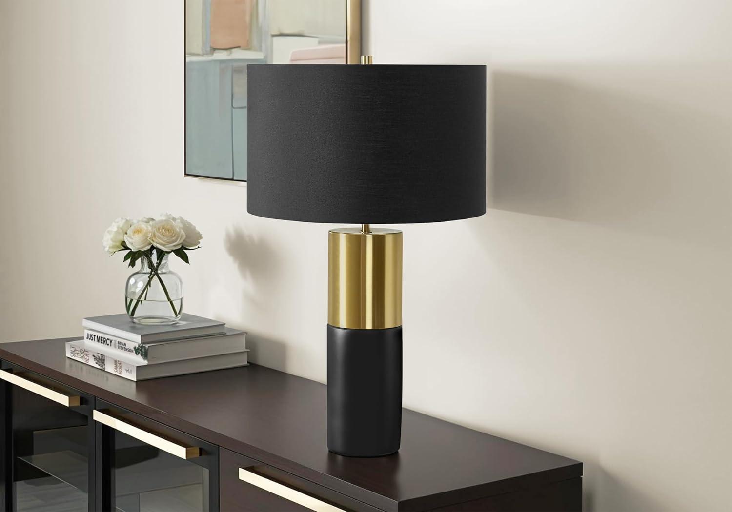 Monarch Specialties Lighting 25inchH Table Lamp Black Concrete Black Shade Contemporary