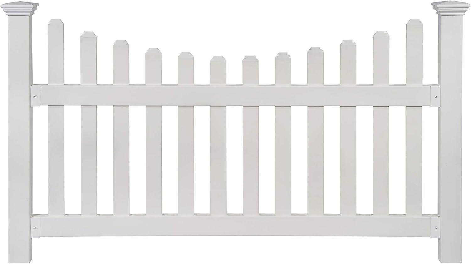 3.5ft H x 6ft W (1 Panel + 1 Post) No Dig Zippity All American Fence Kit, White Vinyl Picket Fence, Easy Install Outdoor Fence for Backyard or Patio, DIY Decorative Fencing, ZP19041