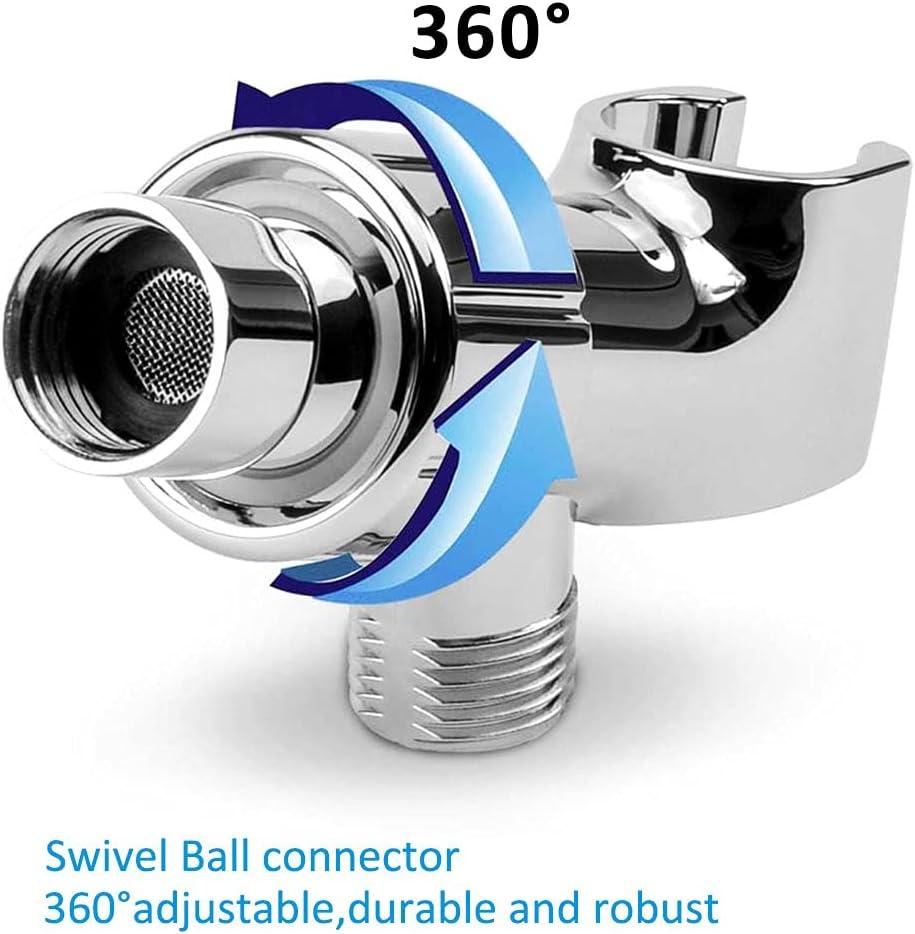 Luxsego Shower Arm Bracket for Handheld Shower Head, Universal Shower Head Holder, Adjustable Shower Arm Mount Bracket with Brass Pivot Ball, Polished Chrome