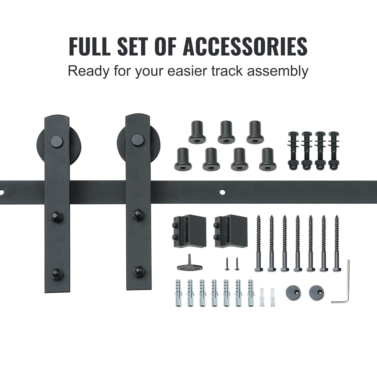VEVOR Black Steel Single Door Barn Door Hardware Kit Standard Single