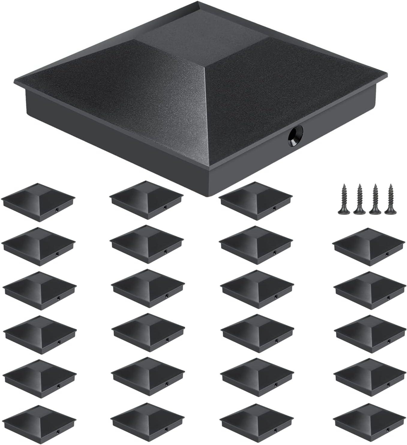 Black PP Plastic 3.5" x 3.5" Fence Post Caps, 24-Pack