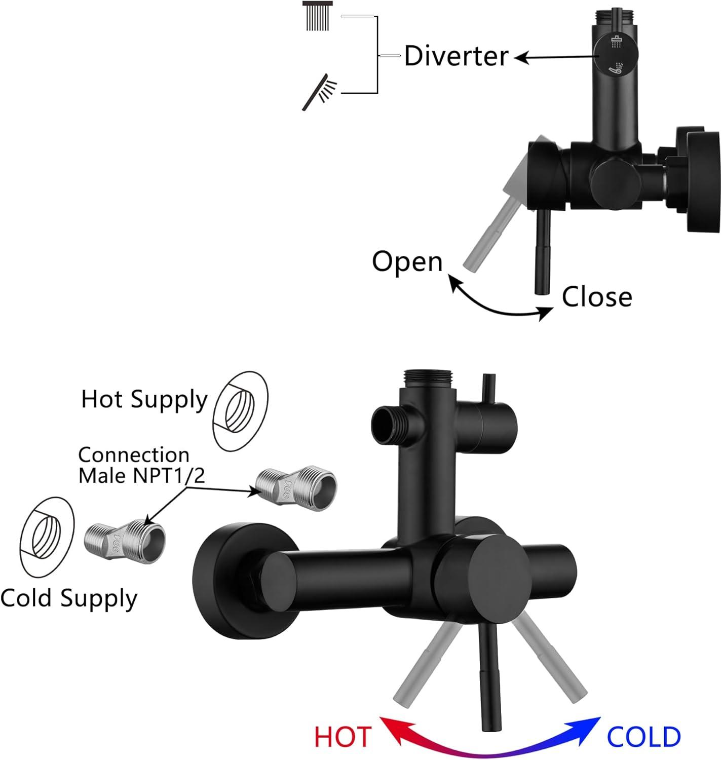 Outdoor Shower Fixture SUS304 Shower Faucet Combo Set Stainless Steel 8 Rainfall Shower Head