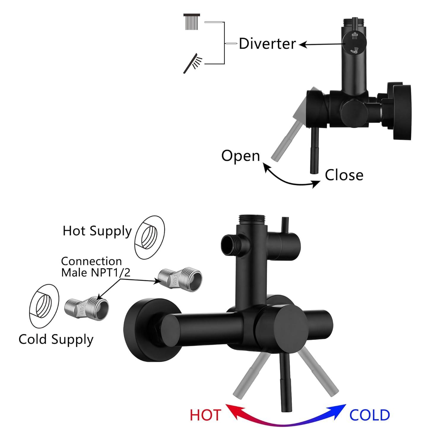 Outdoor Shower Fixture SUS304 Shower Faucet Combo Set Stainless Steel 8 Rainfall Shower Head