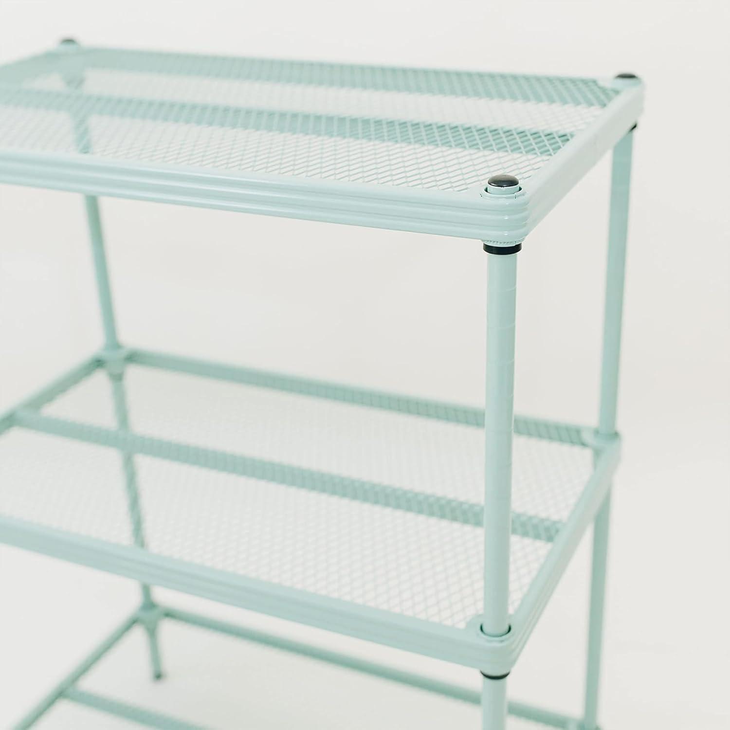 Design Ideas MeshWorks 3 Tier Full-Size Metal Storage Shelving Unit Rack for Kitchen, Office, and Garage Organization, 23.6” x 13.8” x 31.5,” Green