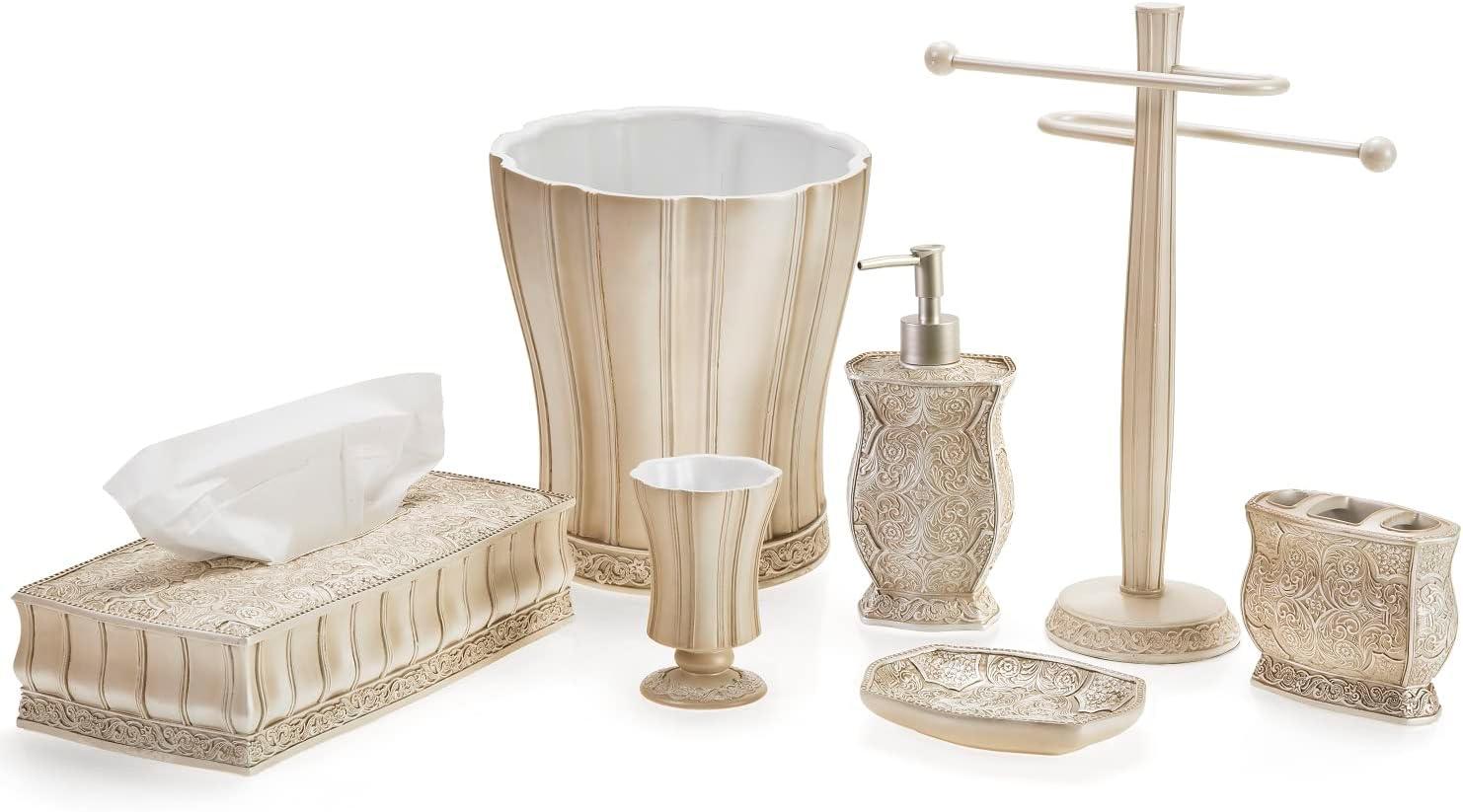 Creative Scents Beige Victoria Bathroom Accessories Set