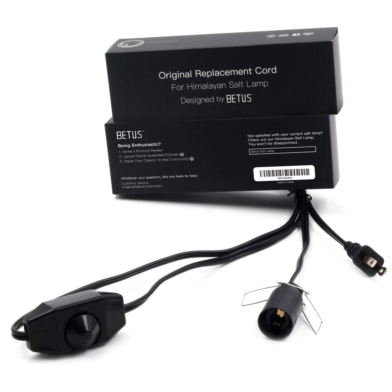 Betus Salt Lamp Cord with Dimmer Control, [Original Replacement] Power Cord with Dim Switch & Clip for All Himalayan Crystal Salt Lamps - UL Listed 6 Feet Long 110V US Standard