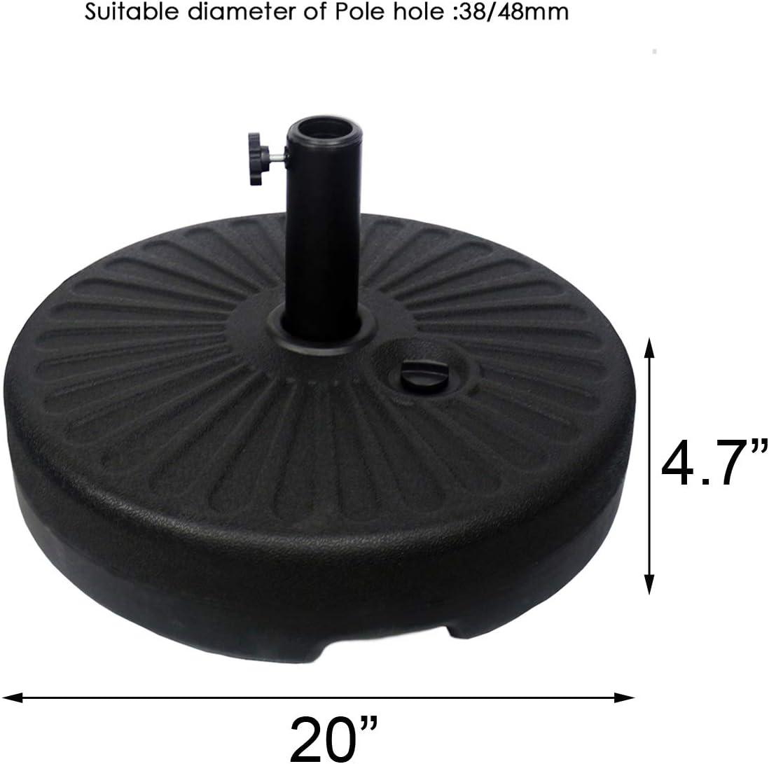 Costway 20'' Round 23L Water Filled Umbrella Base Stand Self-filled Patio Furniture Black