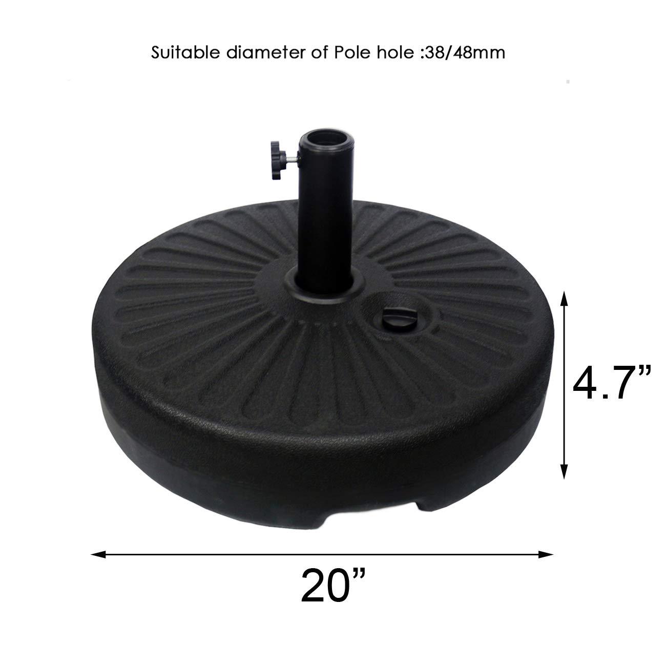 Costway 20'' Round 23L Water Filled Umbrella Base Stand Self-filled Patio Furniture Black