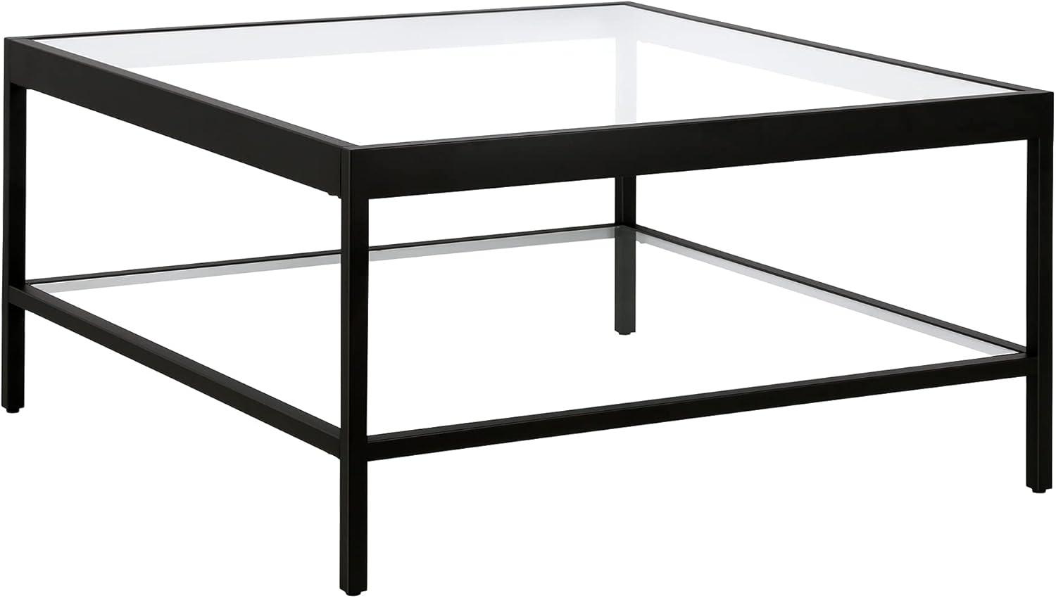 Evelyn&Zoe Alexis 32" Wide Square Coffee Table, Blackened Bronze