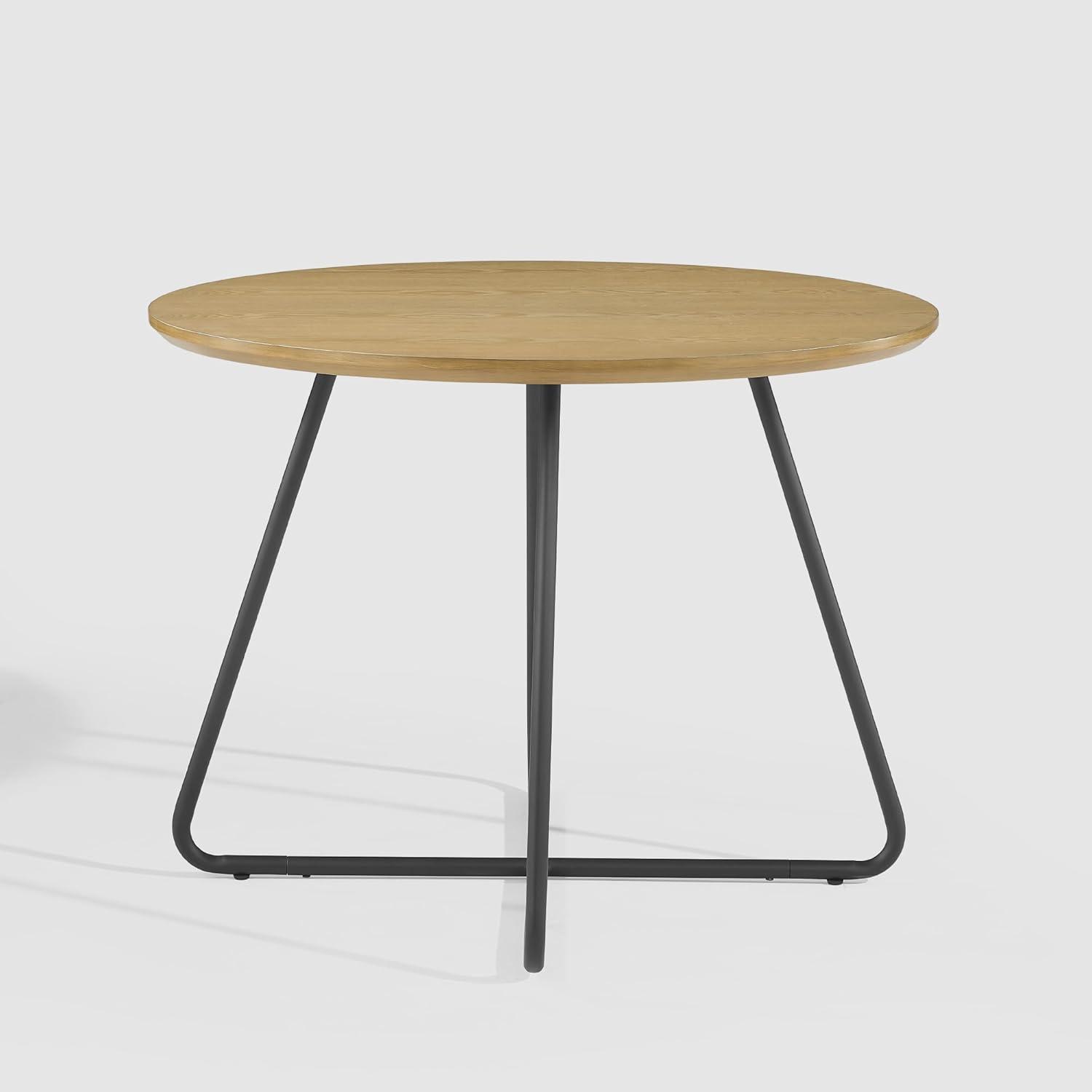 40" Modern Veneer and Metal Round Dining Table - Ash